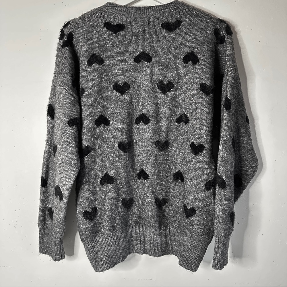 Molly Bracken Fuzzy Hearts Crew Neck Sweater M - Picture 4 of 7